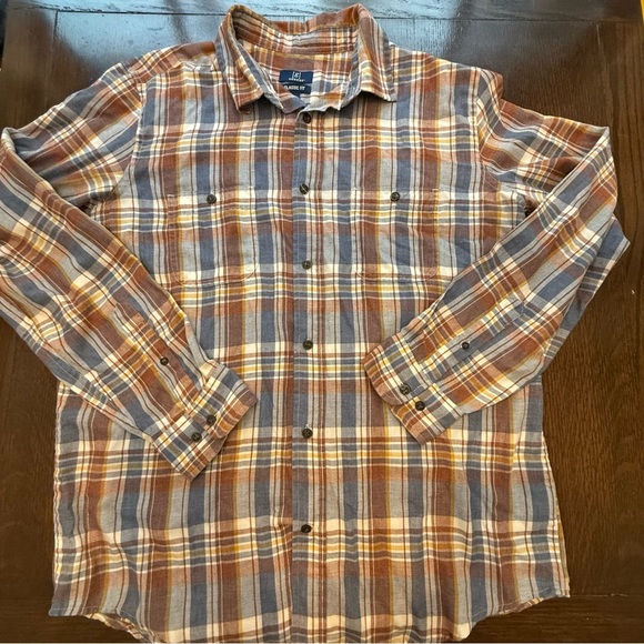 George Other - George Men's Casual Plaid Shirt in Blue and Brown size large